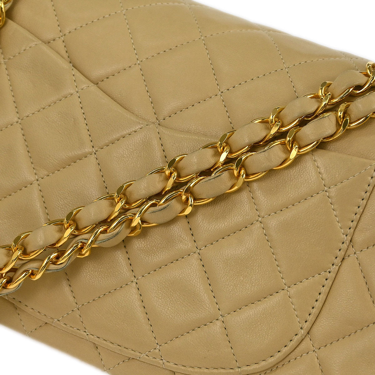 Chanel Beige Lambskin Small Classic Double Flap Shoulder Bag