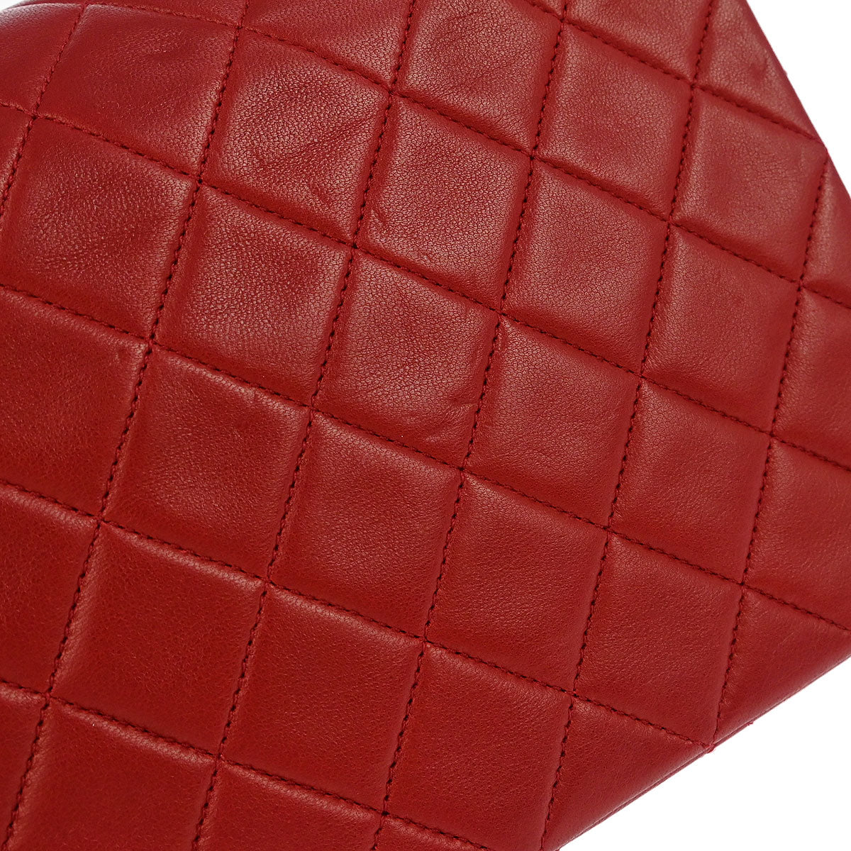 Chanel 1989-1991 Red Lambskin Classic Square Flap Shoulder Bag