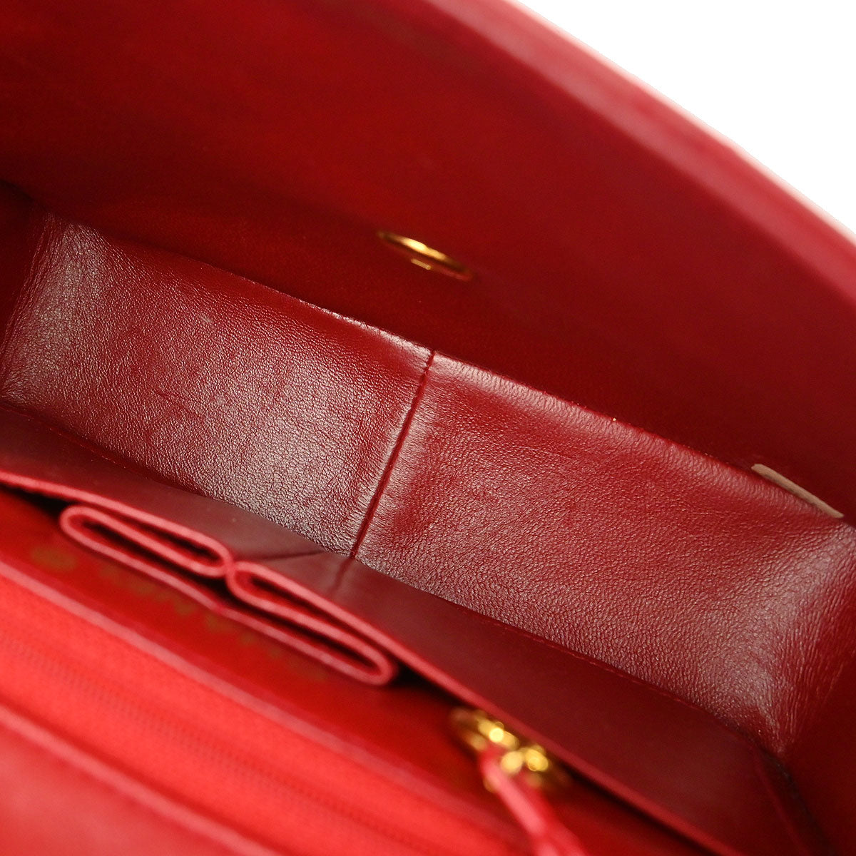 Chanel 1989-1991 Red Lambskin Classic Square Flap Shoulder Bag