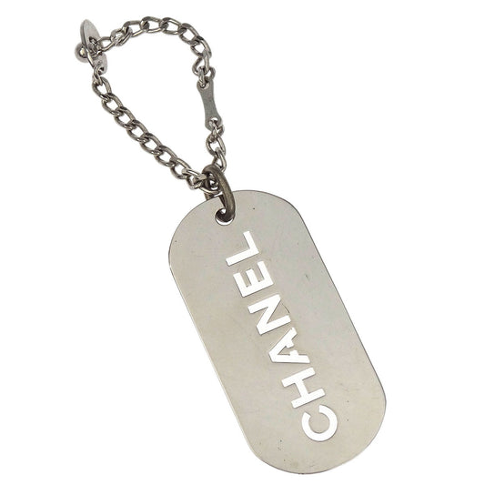 Chanel Silver Dog Tag Key Holder 04V Small Good