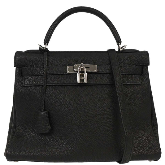 Hermes Black Togo Kelly 32 Retourne Handbag