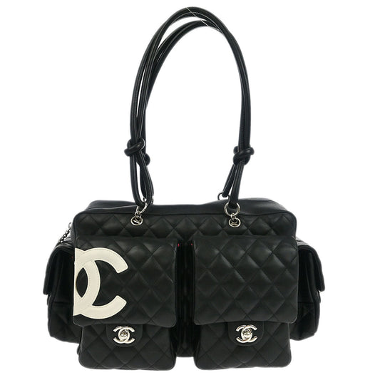 Chanel 2004-2005 Black Calfskin Cambon Ligne Reporter Bag
