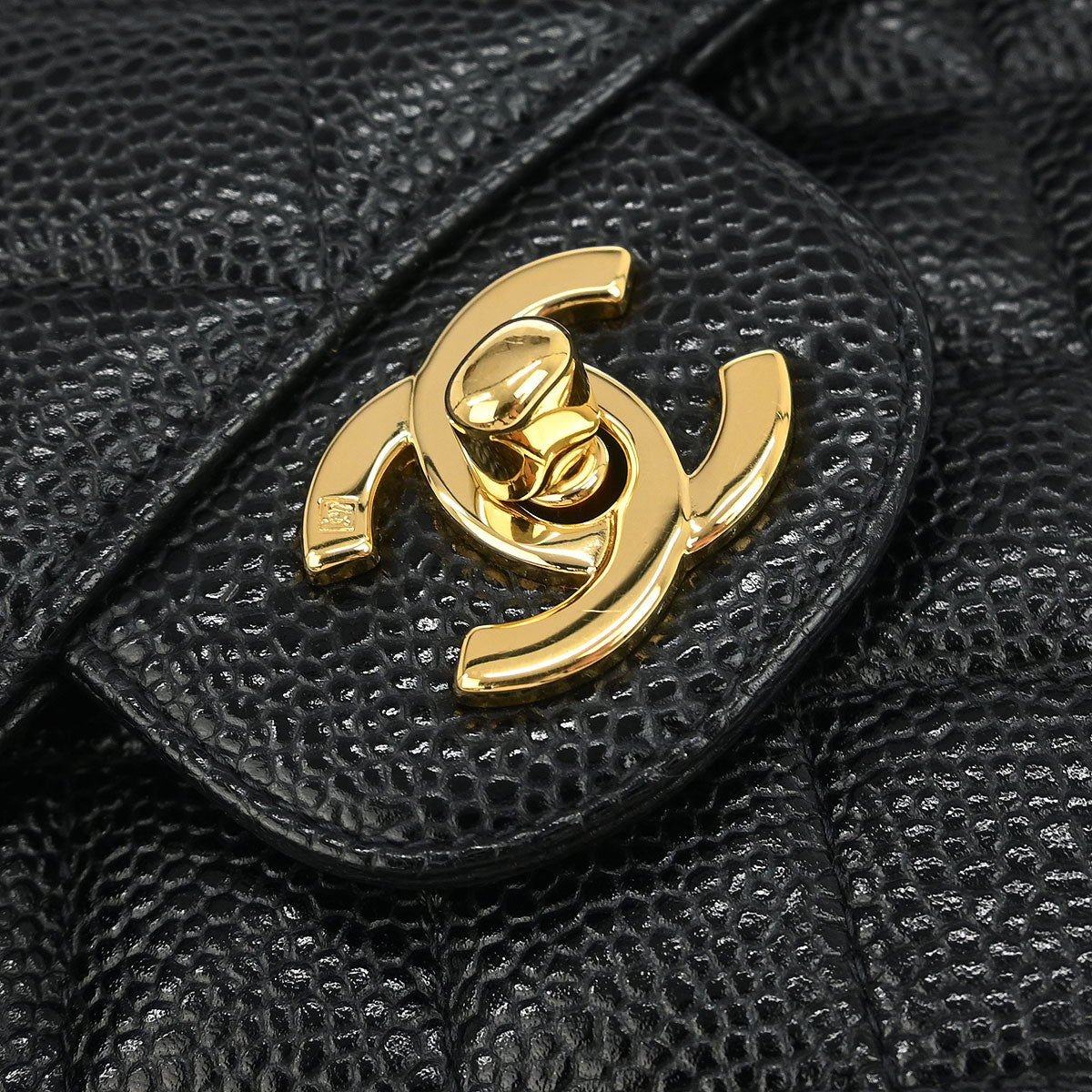 Chanel 2002-2003 Black Caviar Small Classic Double Flap Shoulder Bag