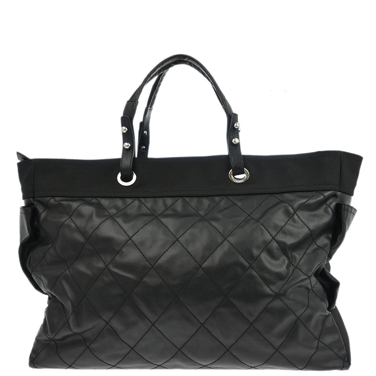 Chanel 2006-2008 Black Leather Paris-Biarritz GM Tote Handbag