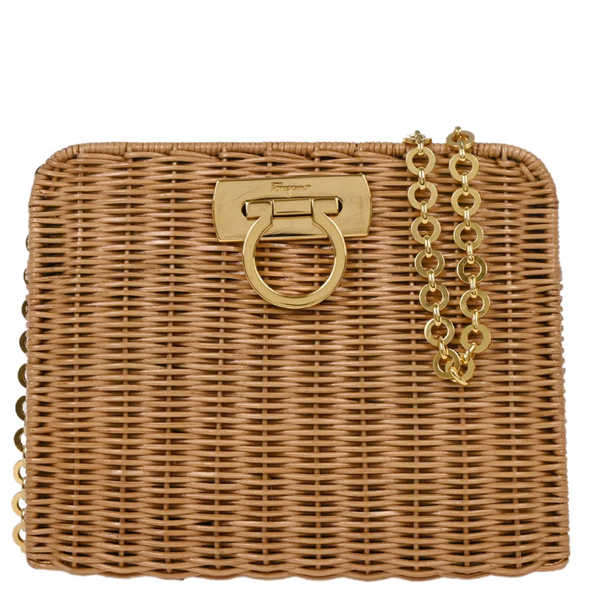 Salvatore Ferragamo Beige Ratan Gancini Shoulder Bag