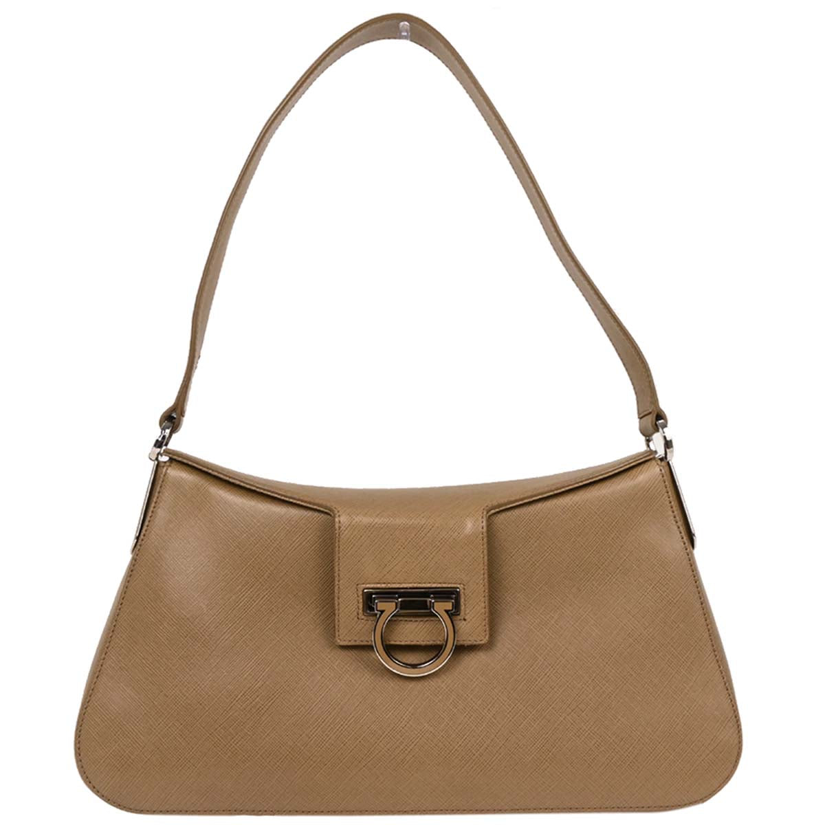 Salvatore Ferragamo Brown Leather Gancini Handbag