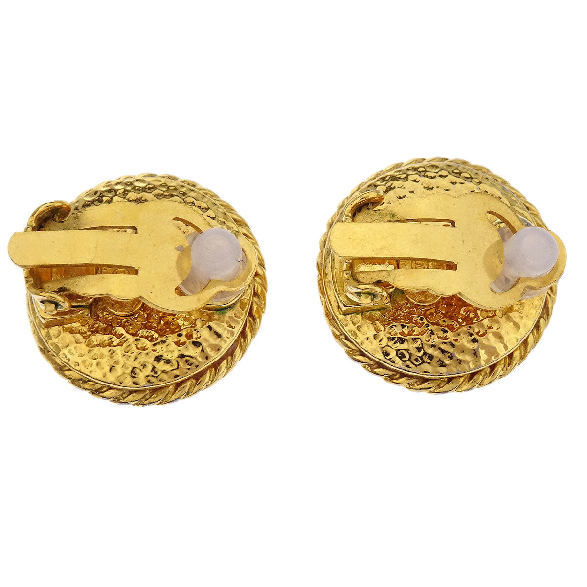 Chanel Earrings Clip-On Button Costume Pearl Gold 95A