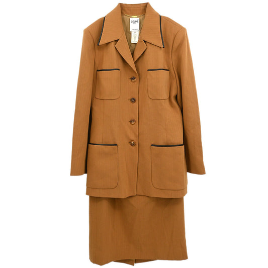 Celine Setup Suit Jacket Skirt Brown #42