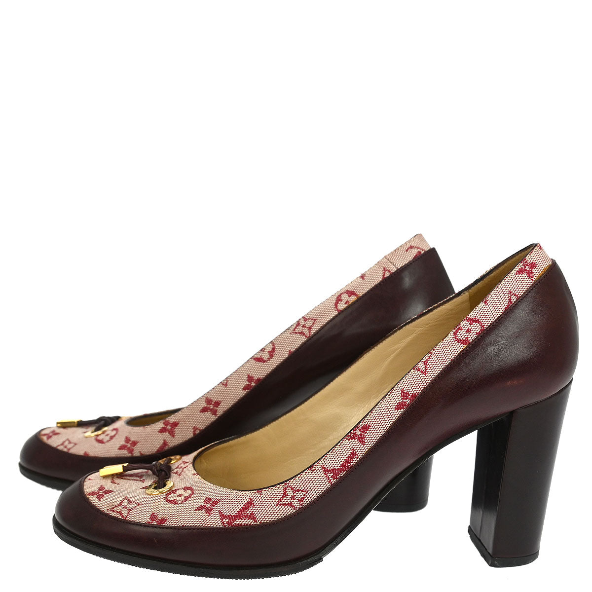 Louis Vuitton * Pumps Shoes Bordeaux Leather BR0052 #36