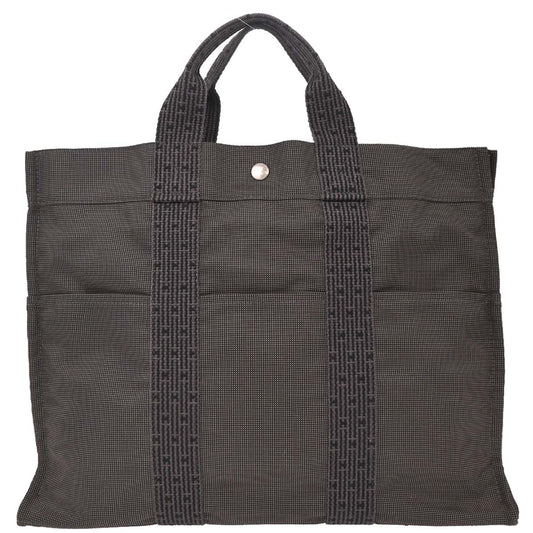 Hermes Gray Canvas Herline Tote MM Handbag