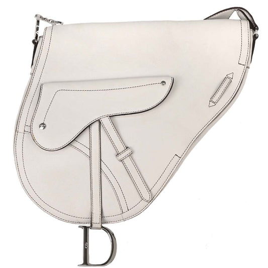 Christian Dior White Saddle Shoulder Bag