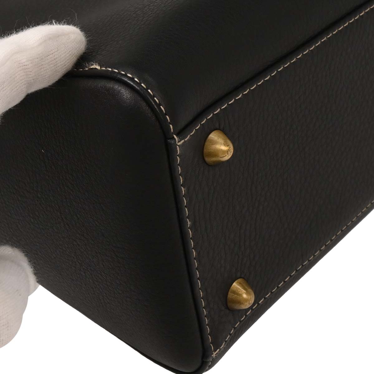 Christian Dior Black Calfskin Large Lady Dior 2way Shoulder Handbag
