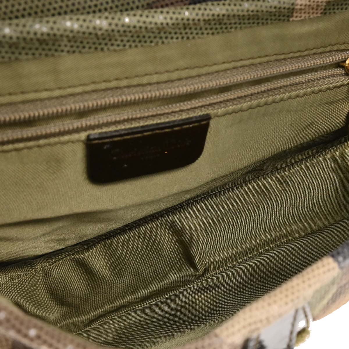 Christian Dior Green Canvas Camouflage Saddle Handbag