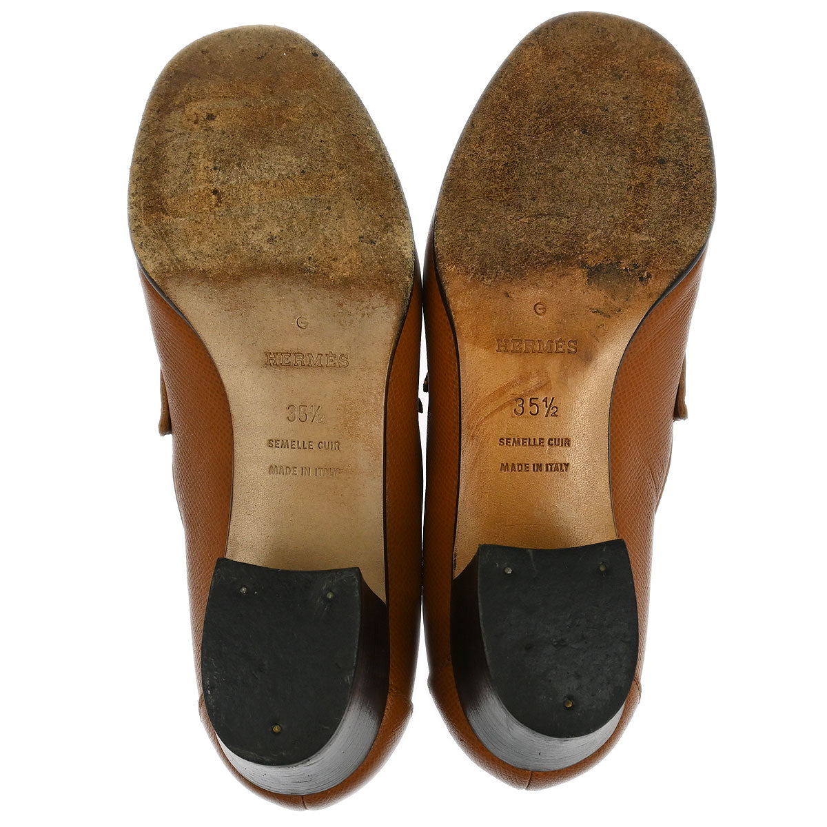Hermes * Loafers Shoes Brown Courchevel #35 1/2