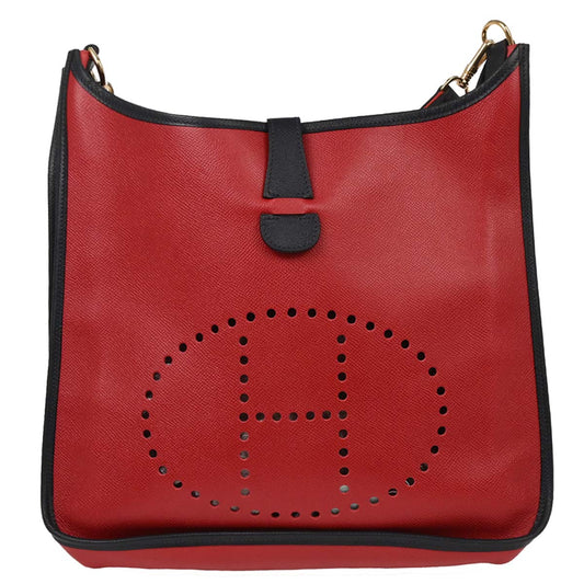 Hermes Rouge Vif Courchevel Evelyne 1 PM Shoulder Bag