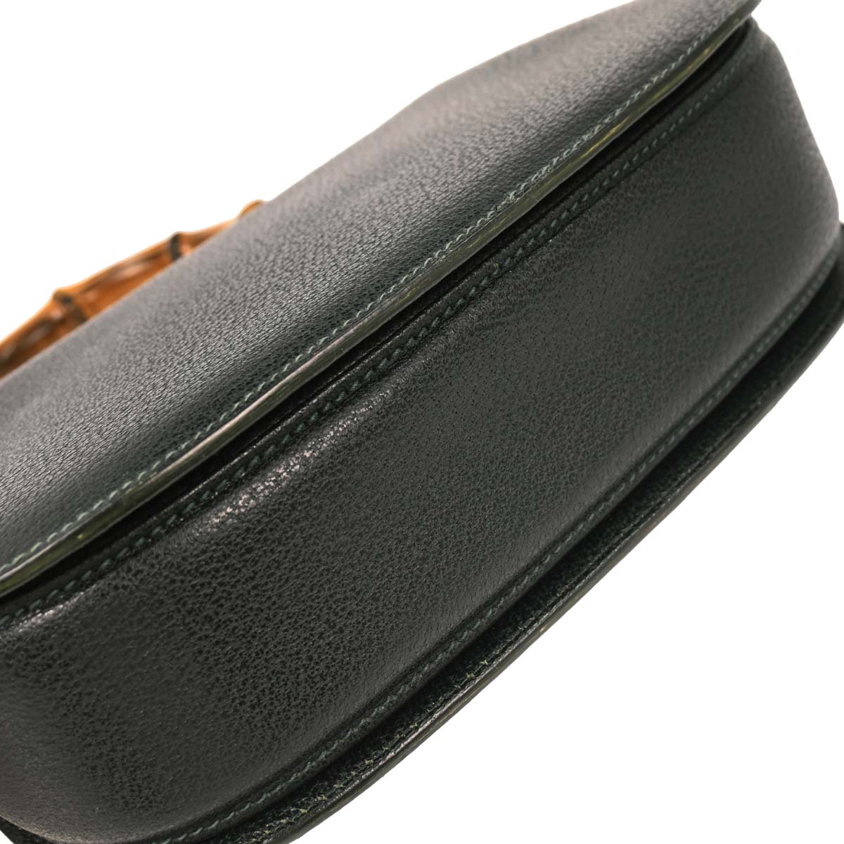 Gucci Dark Green Pigskin Bamboo 2way Shoulder Handbag