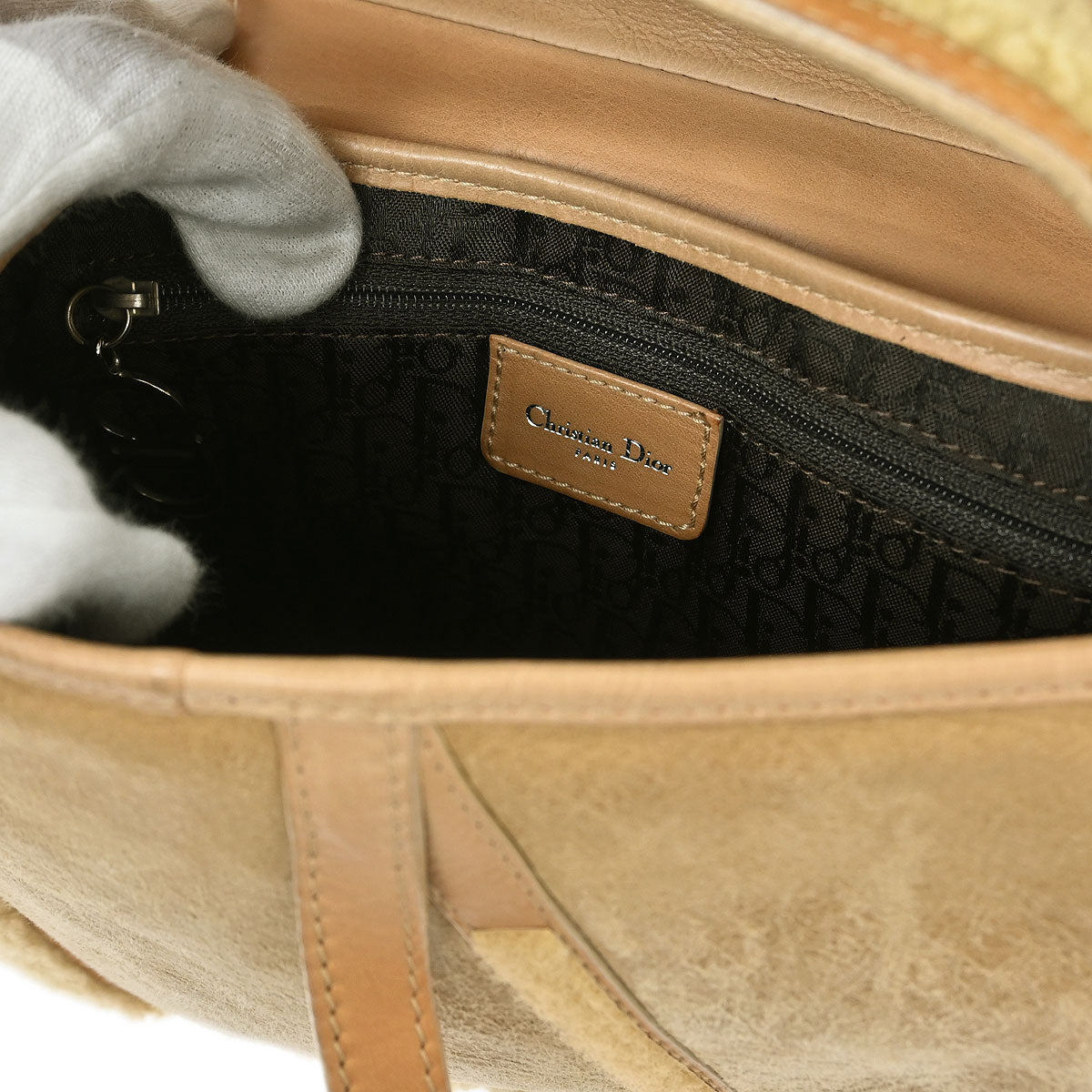 Christian Dior * Beige Mouton Saddle Handbag