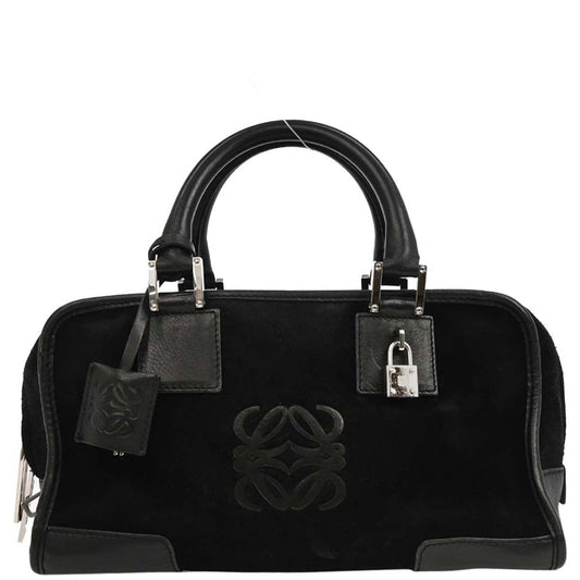 Loewe Black Suede Amazona 28 Handbag