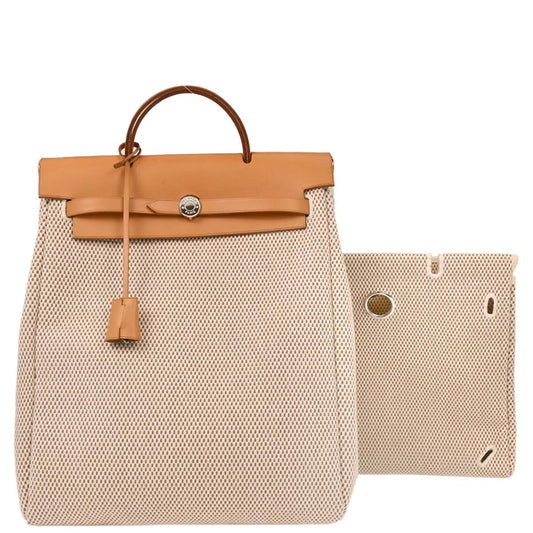 Hermes Beige Toile GM Herbag a Dos Backpack