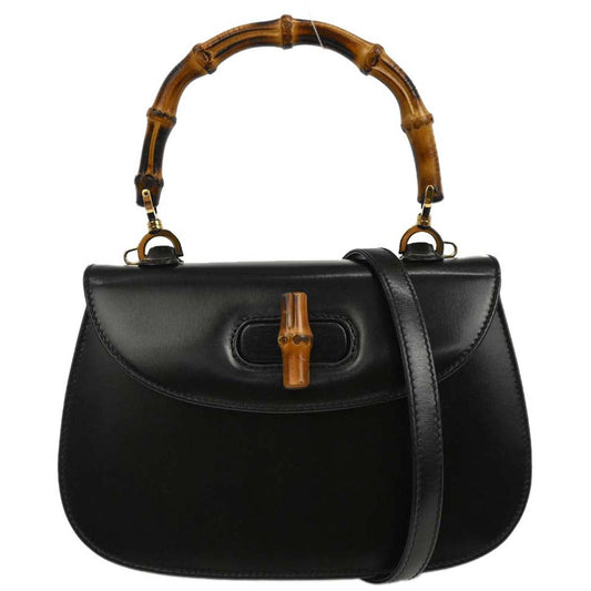 Gucci Black Bamboo 2way Shoulder Handbag