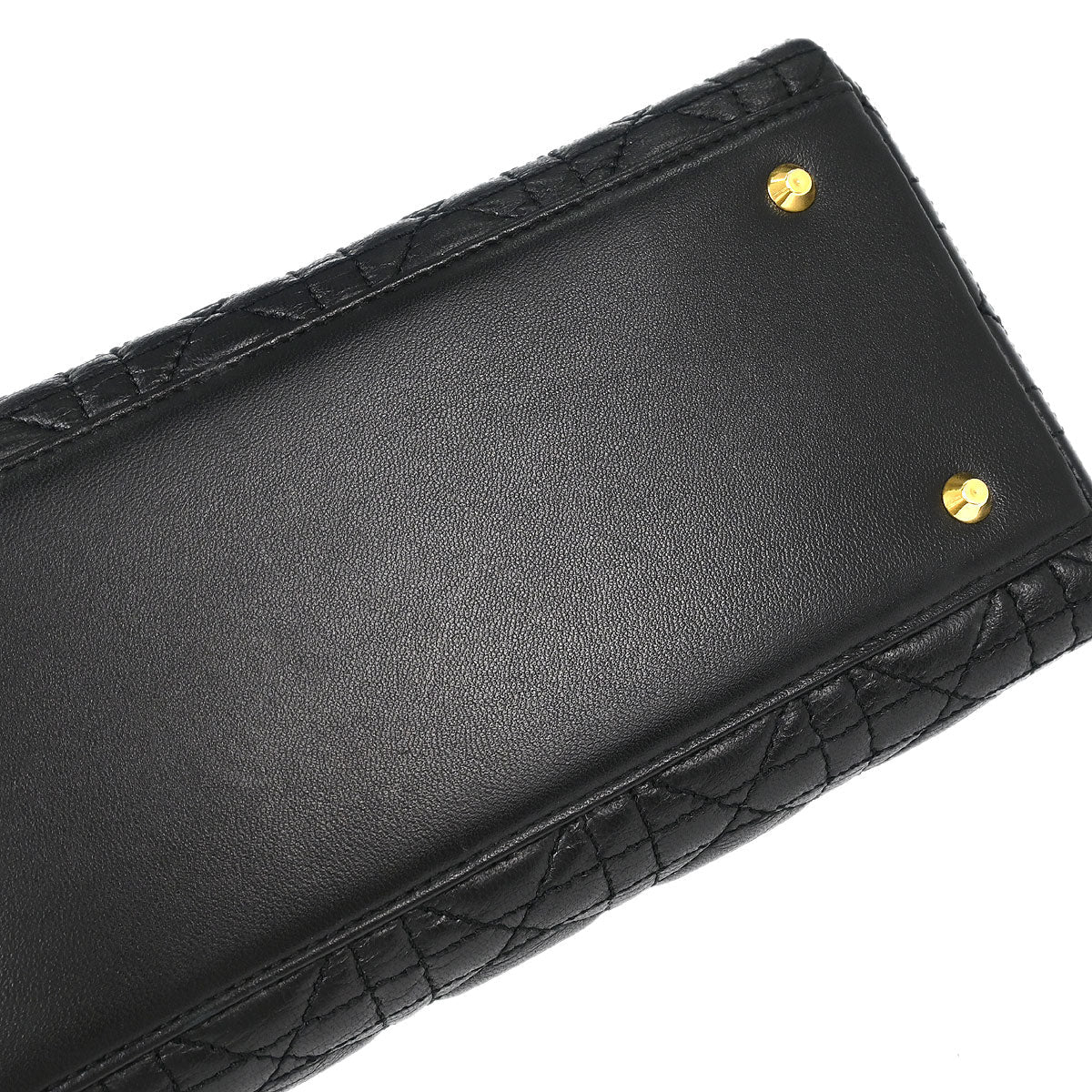 Christian Dior Black Lambskin Medium Lady Dior Cannage 2way Shoulder Handbag