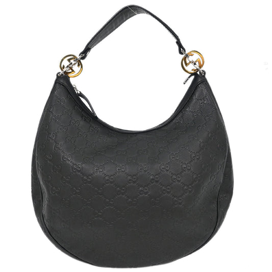 Gucci Black GG Twins Guccissima Hobo Bag