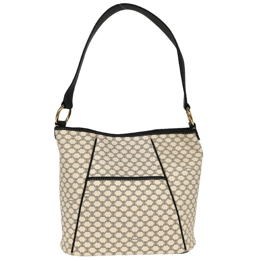 Celine White Brown Macadam Shoulder Bag