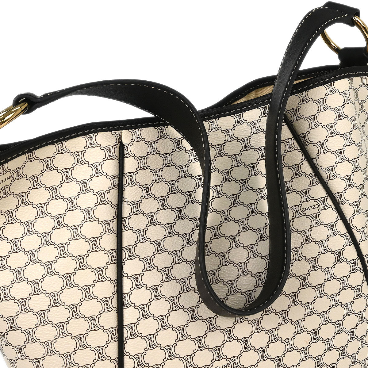 Celine White Brown Macadam Shoulder Bag