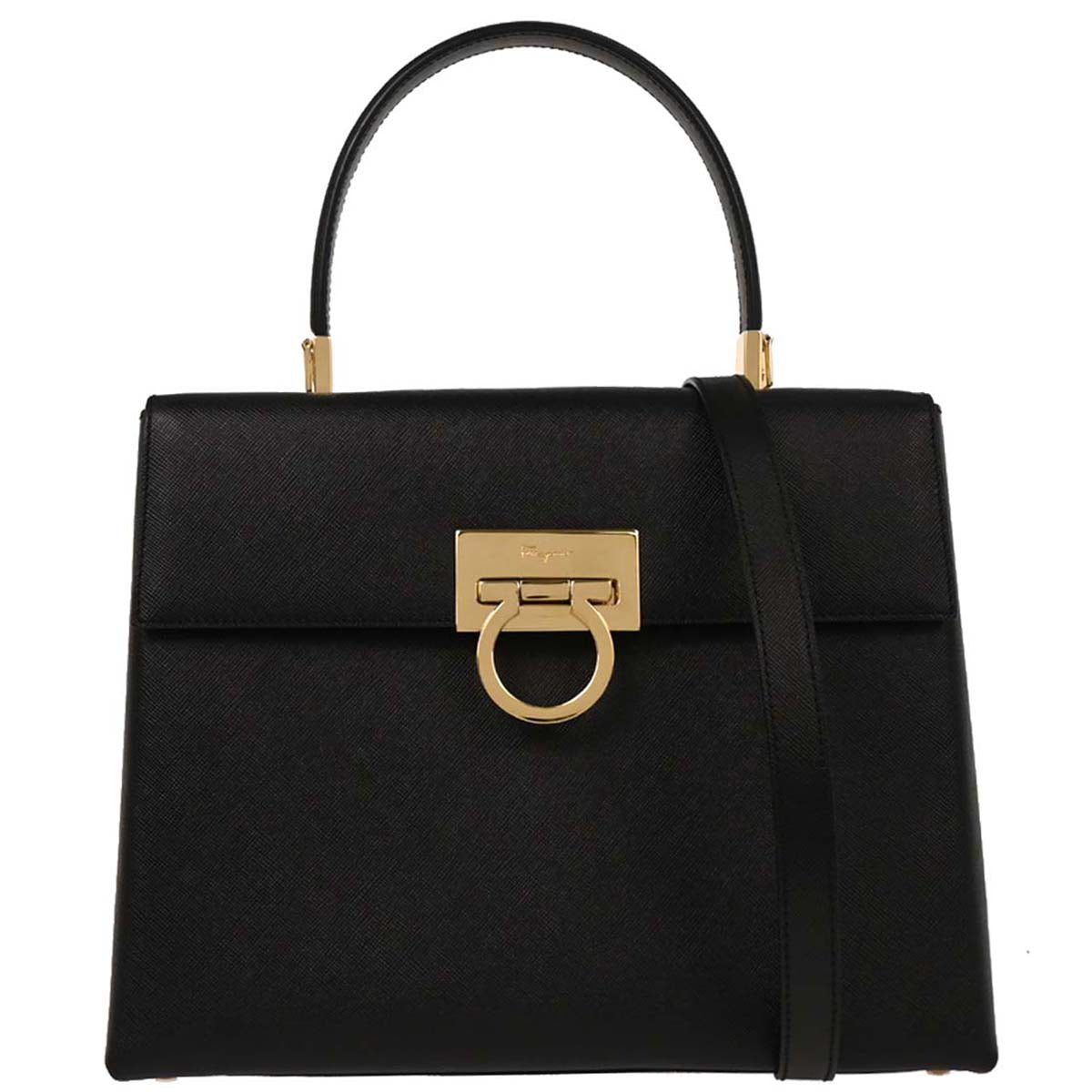 Salvatore Ferragamo Black Gancini 2way Shoulder Handbag