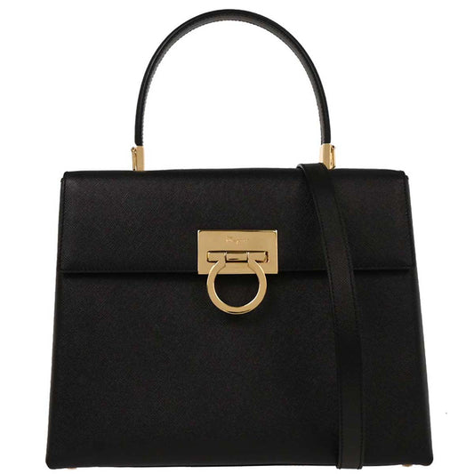 Salvatore Ferragamo Black Gancini 2way Shoulder Handbag