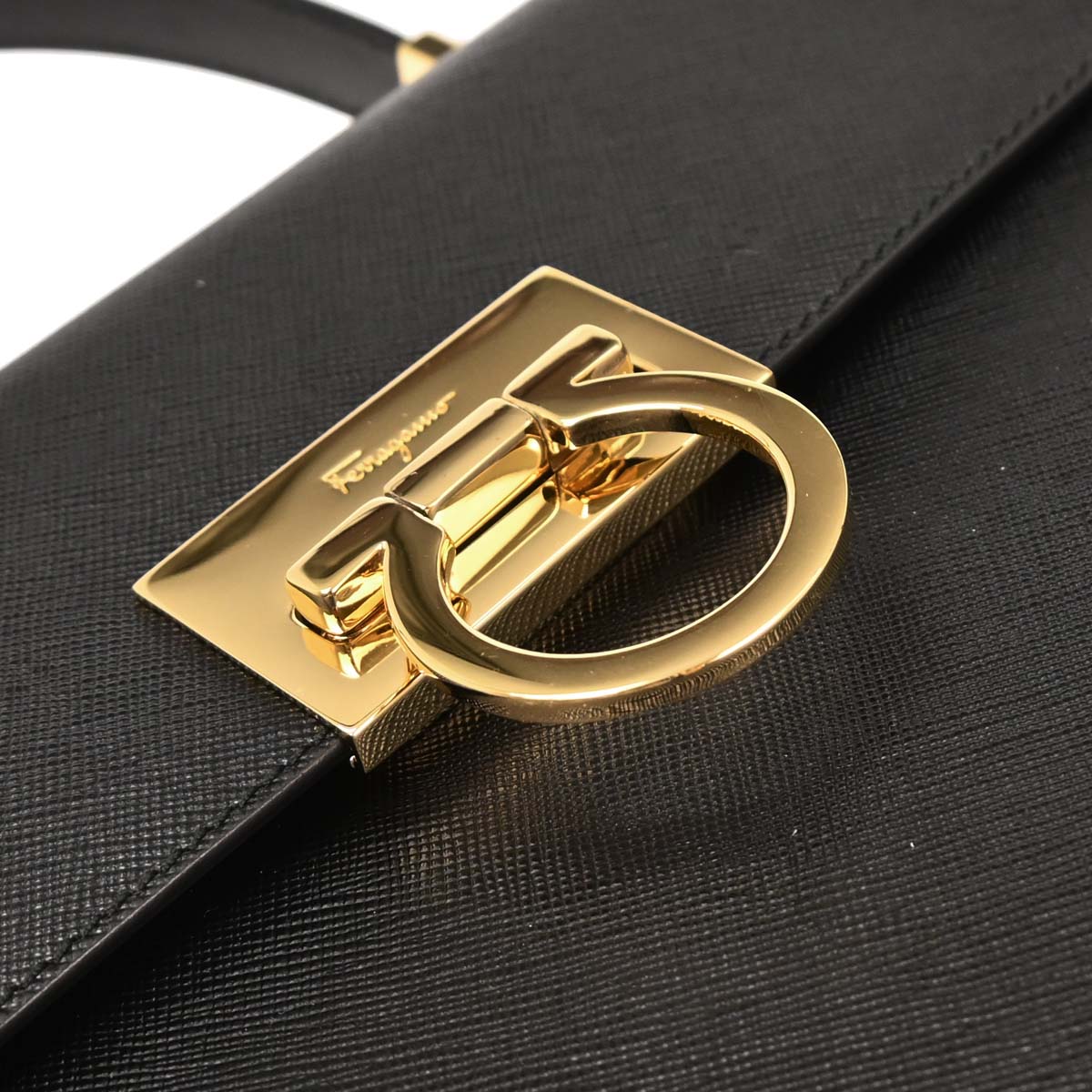 Salvatore Ferragamo Black Gancini 2way Shoulder Handbag