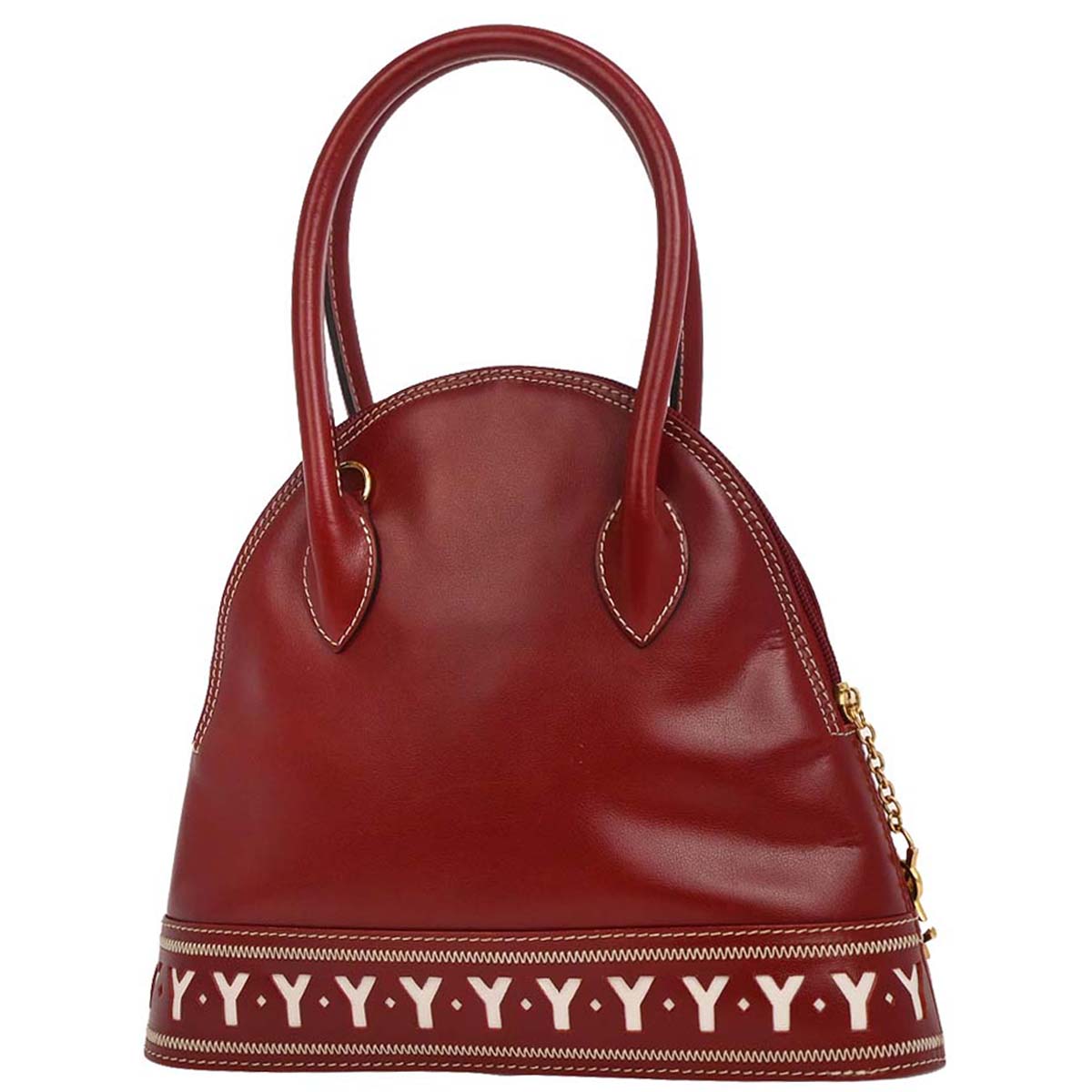 Yves Saint Laurent Red Leather Y Cut Out Handbag