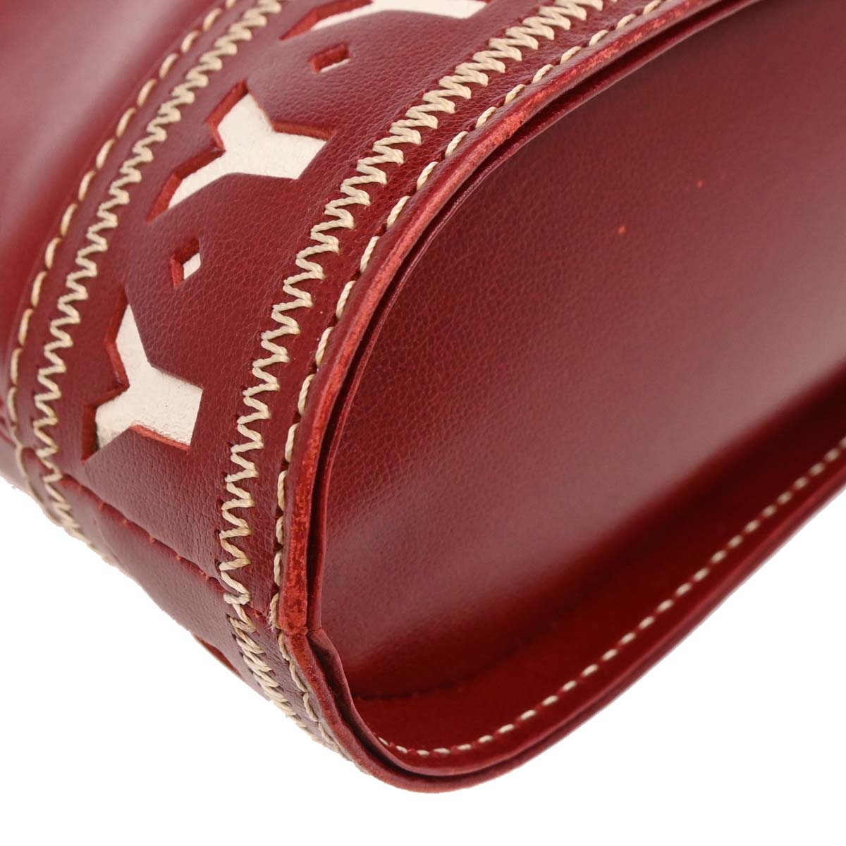 Yves Saint Laurent Red Leather Y Cut Out Handbag