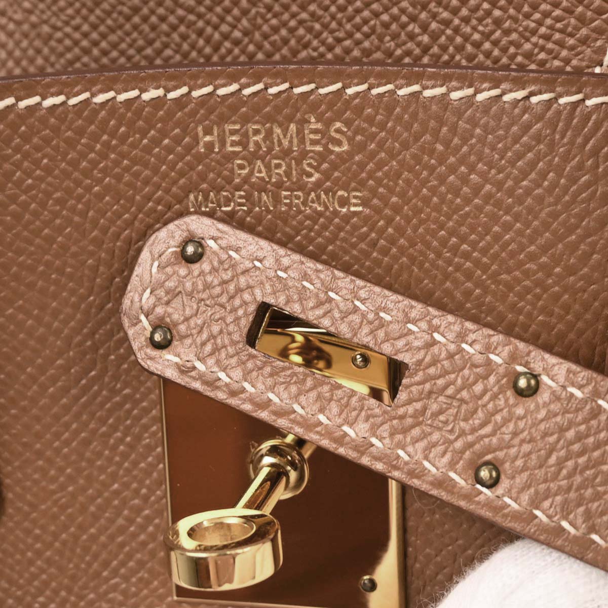 Hermes Beige Gold Toile H Courchevel Birkin 30 Handbag