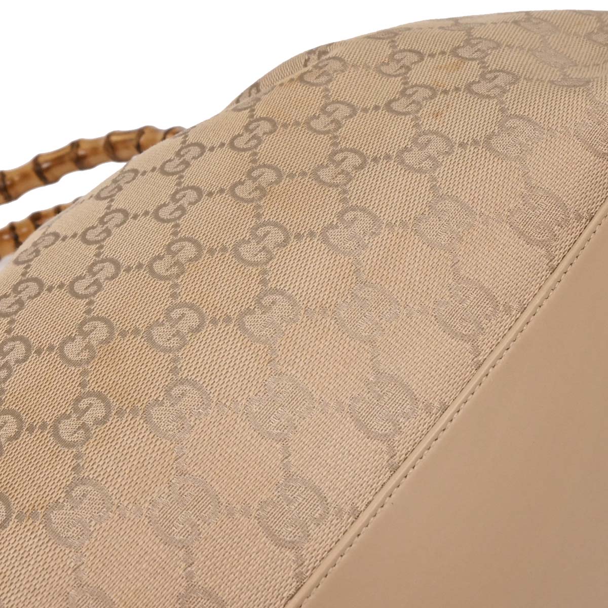 Gucci Beige Canvas Bamboo GG Handbag