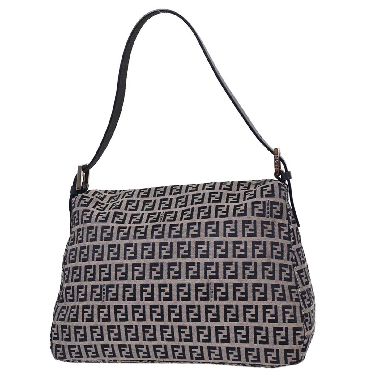 Fendi Navy Gray Zucchino Mamma Baguette Handbag