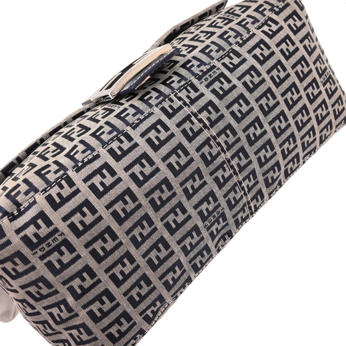 Fendi Navy Gray Zucchino Mamma Baguette Handbag