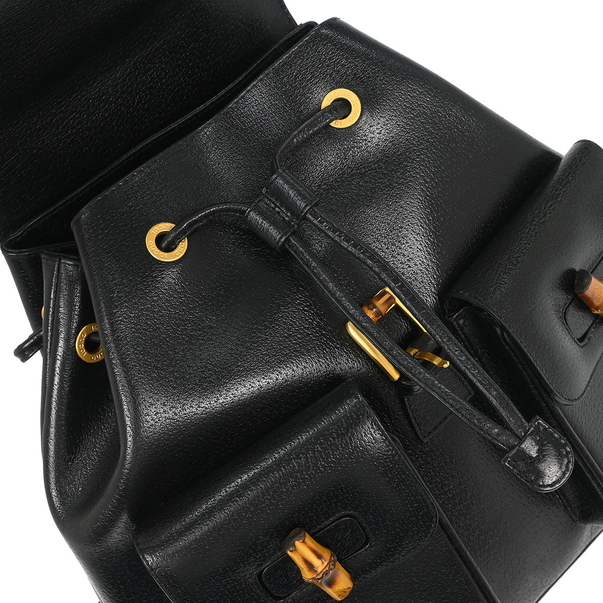 Gucci Black Pigskin Bamboo Backpack