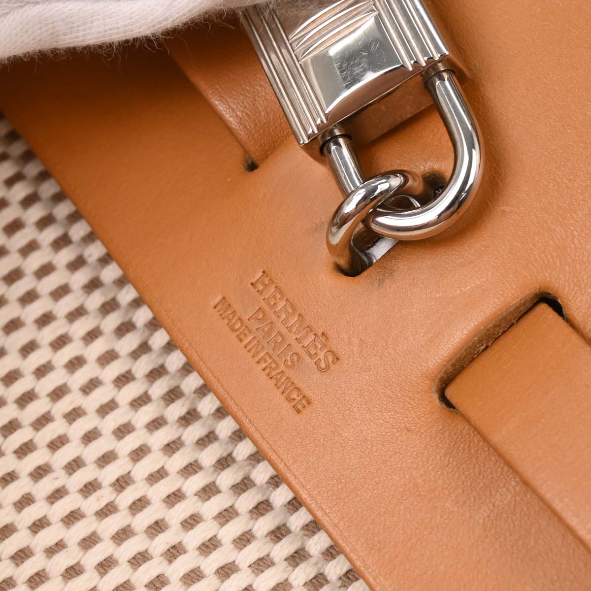 Hermes Beige Black Toile GM Officier Herbag PM 2 in 1 Handbag