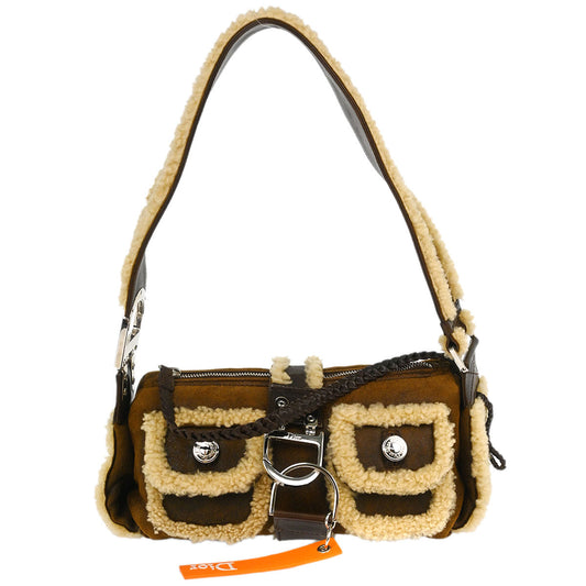 Christian Dior Brown Mouton Flight Shoulder Bag