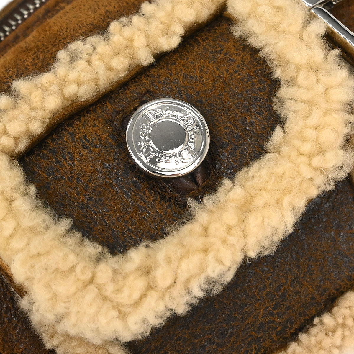 Christian Dior Brown Mouton Flight Shoulder Bag