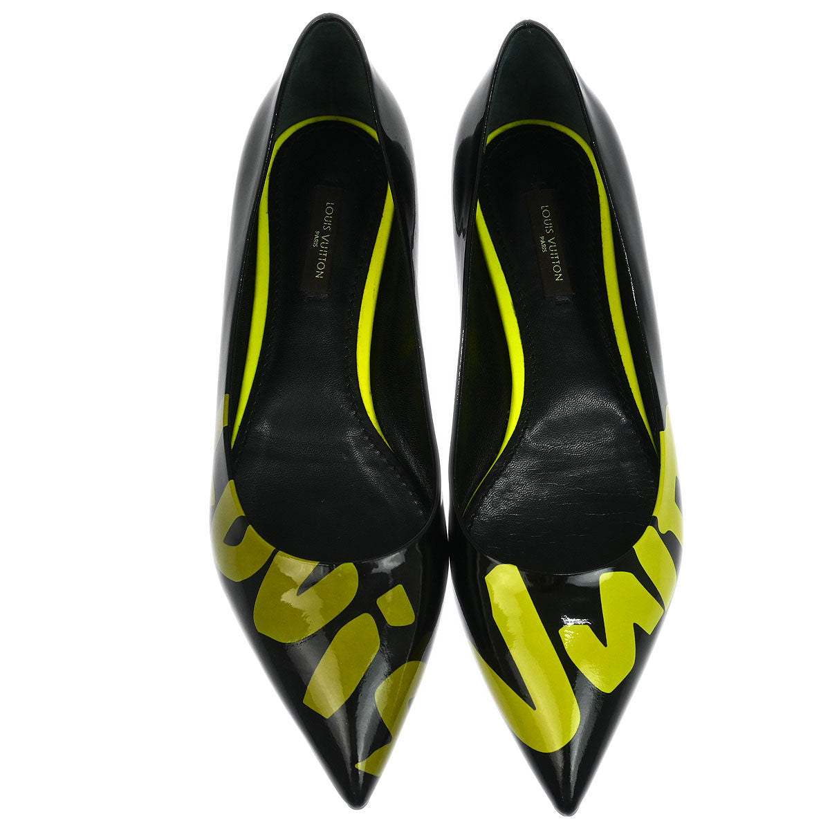 Louis Vuitton * Pumps Shoes Black Leather MA1028 #37