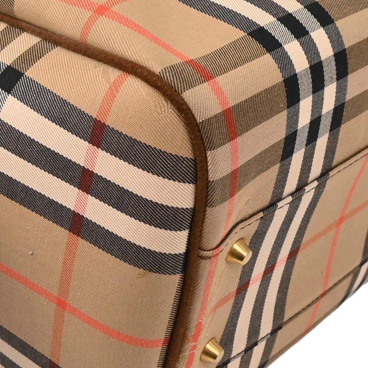Burberrys Beige Brown House Check Duffle Handbag