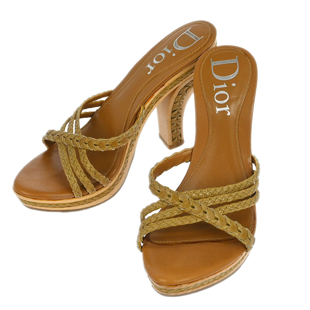 Christian Dior * Sandals Shoes Beige Wood #36
