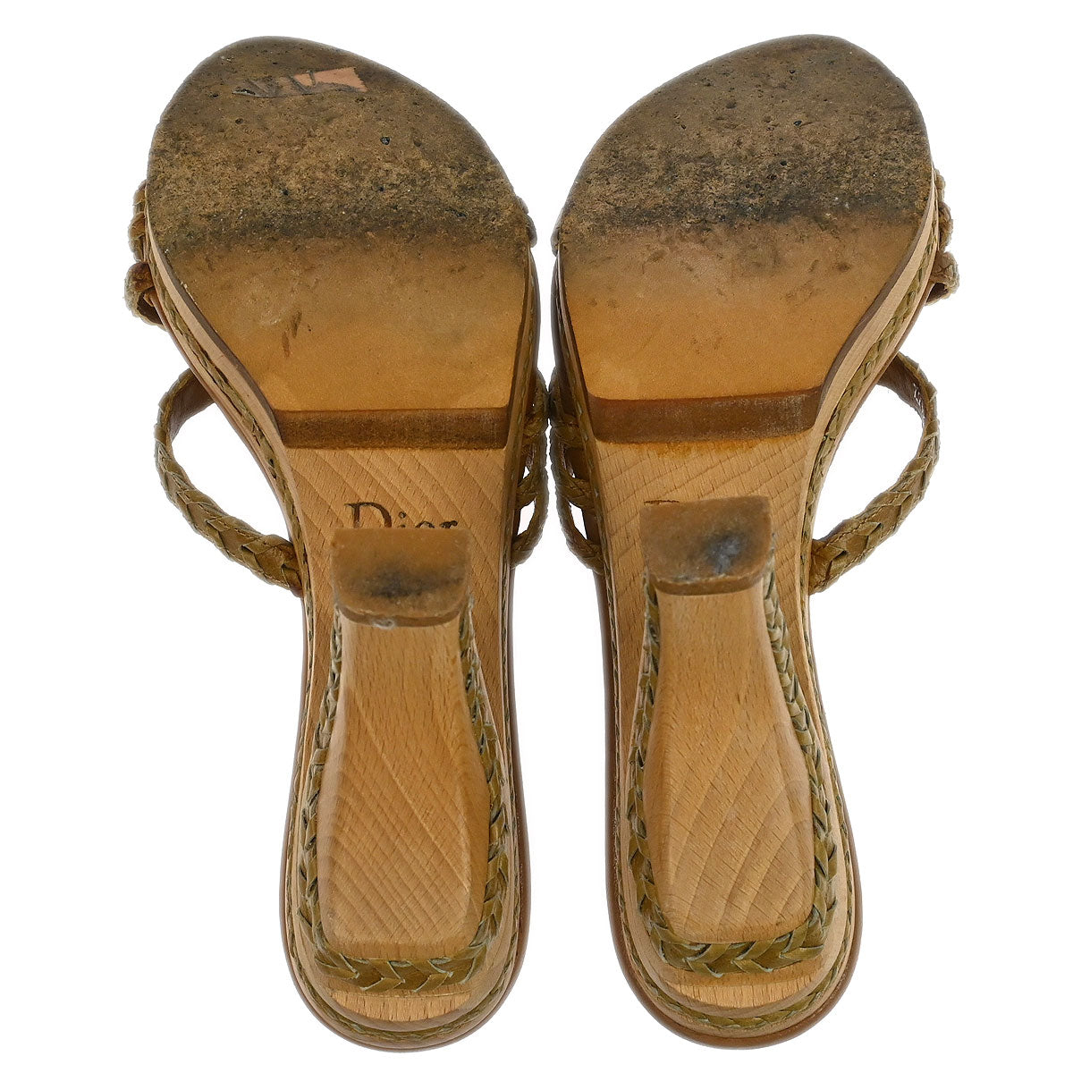 Christian Dior * Sandals Shoes Beige Wood #36