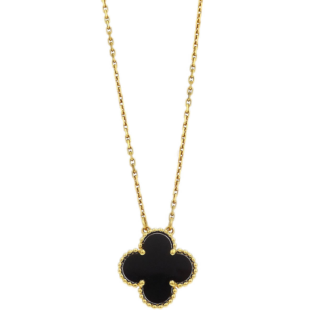 Van Cleef & Arpels Vintage Alhambra Pendant Necklace Au750 Onyx