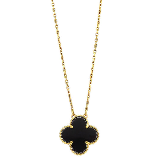 Van Cleef & Arpels Vintage Alhambra Pendant Necklace Au750 Onyx