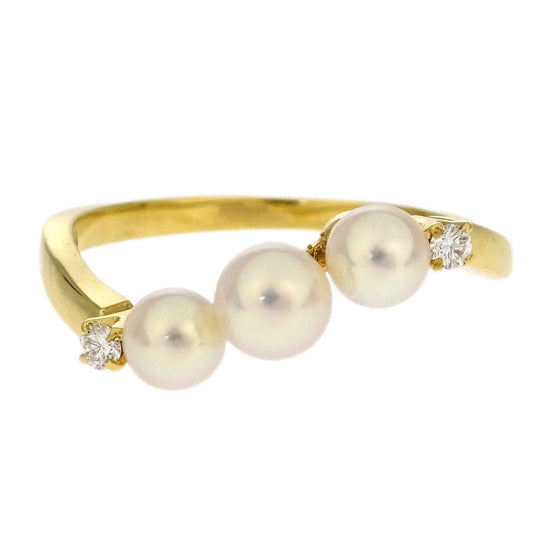 Mikimoto Ring 18K Genuine Pearl Diamond Gold #52