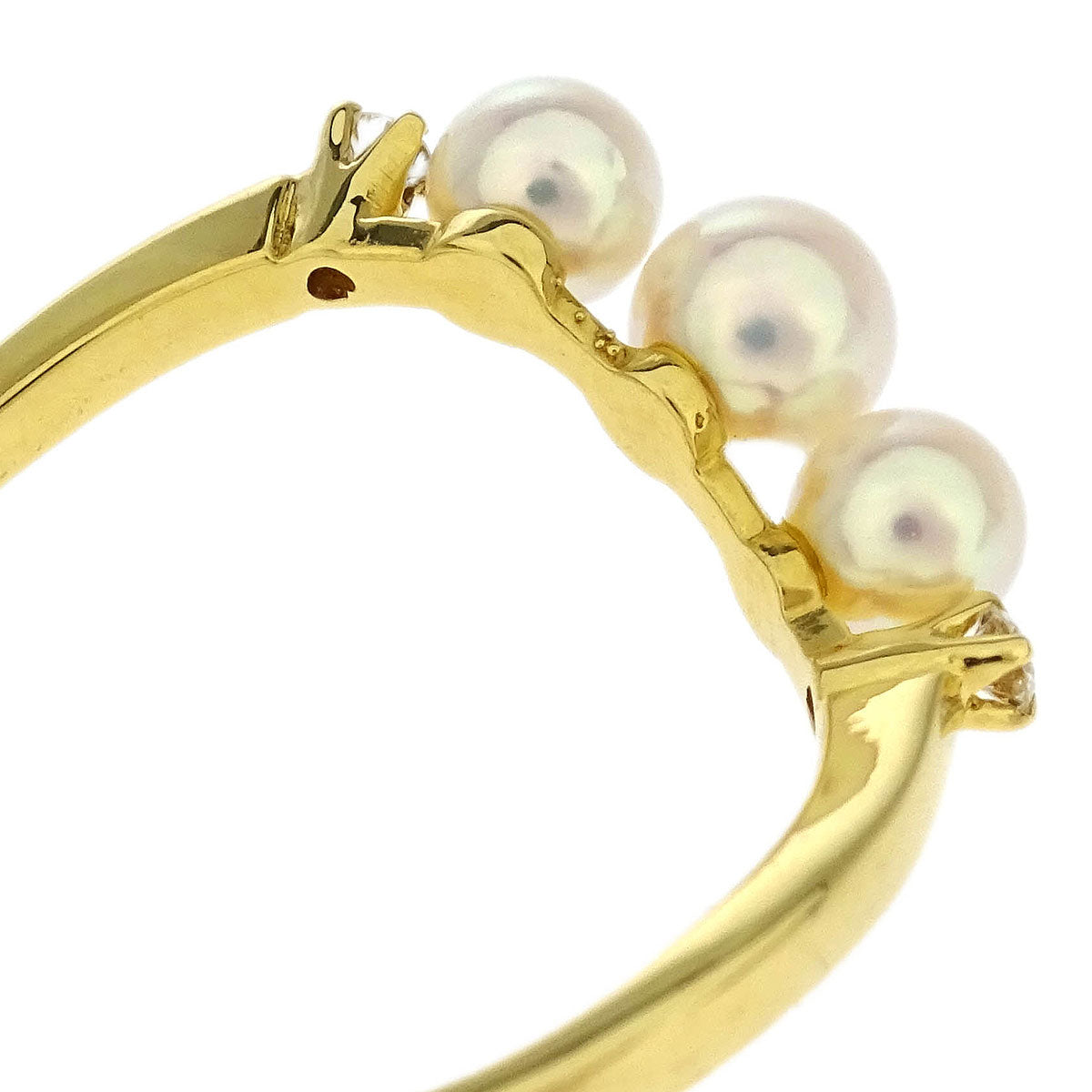 Mikimoto Ring 18K Genuine Pearl Diamond Gold #52