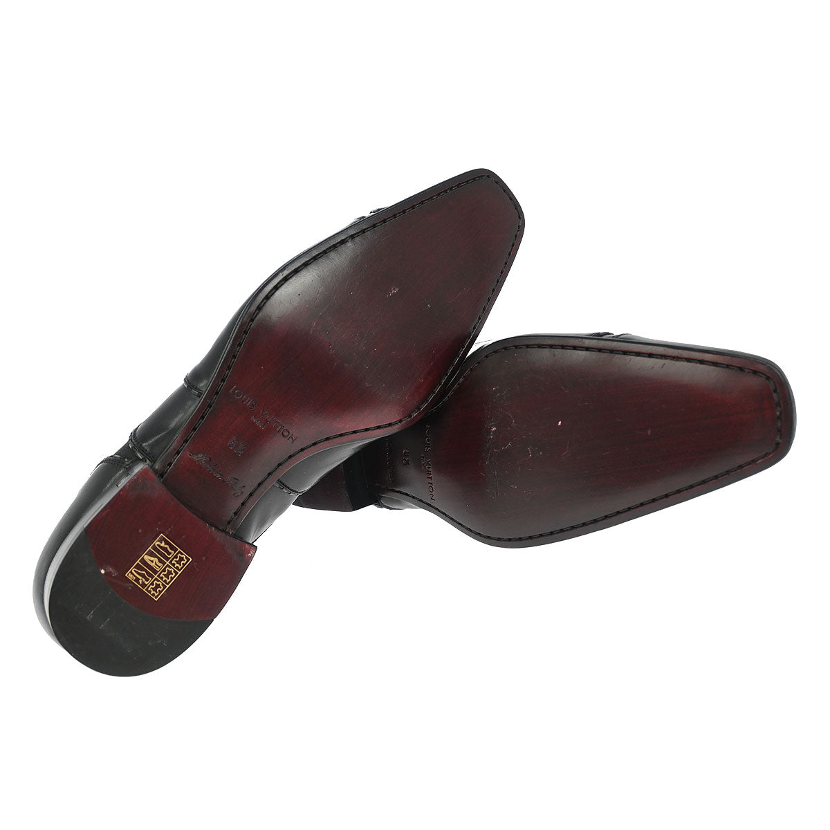 Louis Vuitton * Boots Shoes Black Leather ST0059 #8 1/2